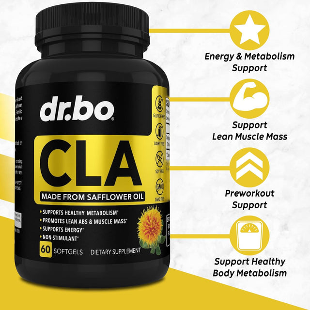 CLA Safflower Oil Supplement for Men & Women - Pure Safflower Oil High Linoleic Preworkout, Abs Muscle & Workout Capsules - Premium 780Mg CLA Conjugated Linoleic Acid Pills Supplements - 60 Softgels