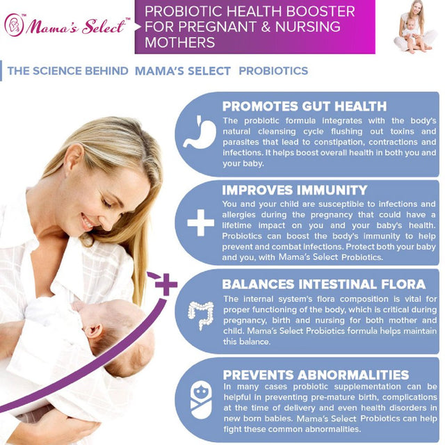 Mama'S Select Probiotics - for Pregnant, Postnatal & Breastfeeding Women - Mom and Baby Immune Support - Digestive Enzymes - 10 Billion Cfus