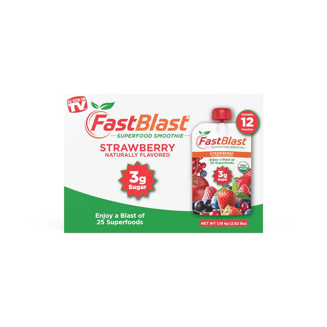 Fastblast Banana-Berry Smoothie - USDA Certified Organic & Research-Backed for Intermittent Fasting Support - Vegan, Gluten-Free, Non-Gmo, Kosher - Delicious & Satisfying