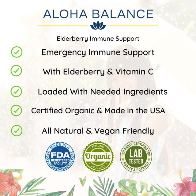 Emergency Immune Support - with Elderberry and Vitamin C - Cold & Flu Support by Aloha Balance