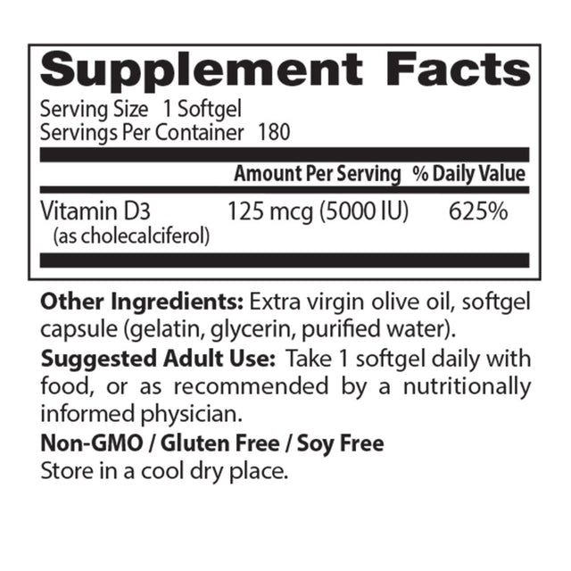 Doctor'S Best - Vitamin D3 5000 IU - 180 Softgels