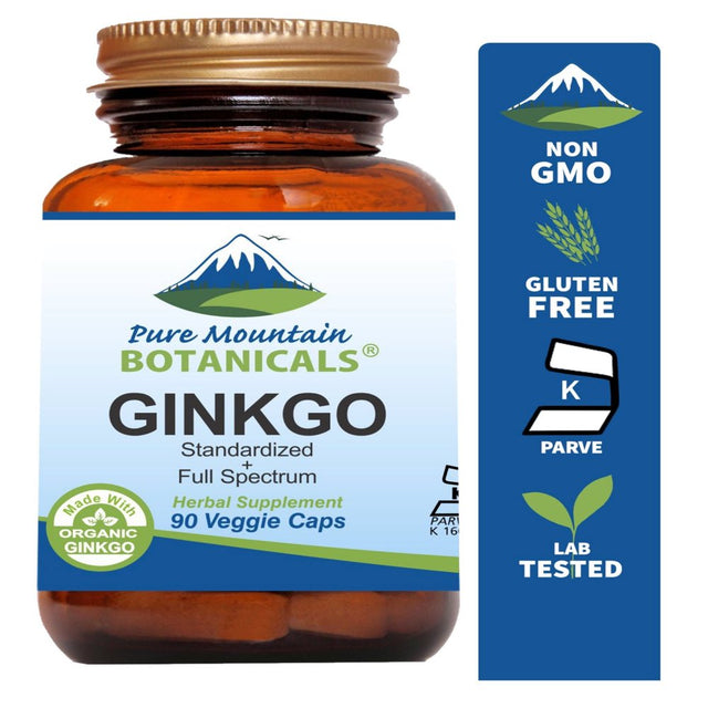 Ginkgo Biloba Capsules with 400Mg Organic Ginkgo Biloba Leaf and Extract, Nature'S Brain Supplement, Kosher Vegan, 90 Caps