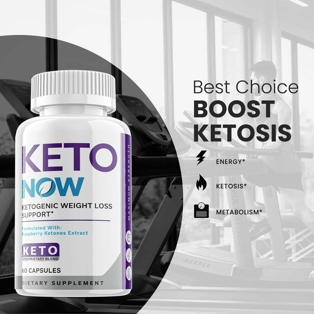 (1 Pack) Keto Now - Supplement for Weight Loss - Energy & Focus Boosting Dietary Supplements for Weight Management & Metabolism - Advanced Fat Burn Raspberry Ketones Pills - 60 Capsules