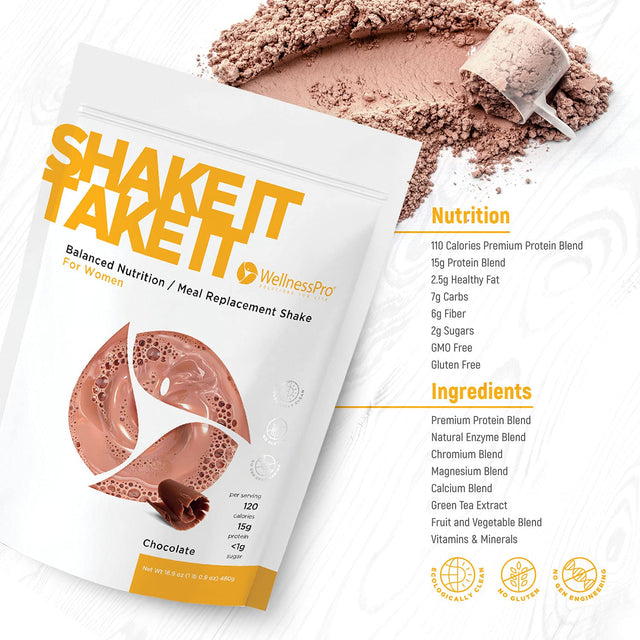 Womens Meal Replacement Shake - 15 Servings, 15G Protein, Chocolate Flavor, Shake & Smoothie Powder with Vitamins & Minerals for Women, Keto Friendly, Gluten Free