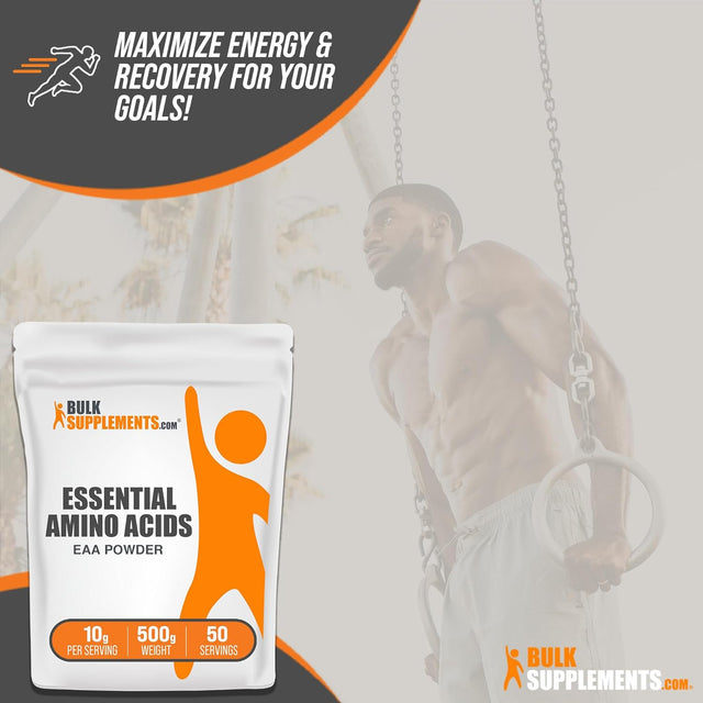 BULKSUPPLEMENTS.COM Essential Amino Acids Powder - EAA Powder, Essential Amino Acids Supplement, Eaas Amino Acids Powder - Unflavored & Gluten Free, 10G per Serving, 500G (1.1 Lbs)