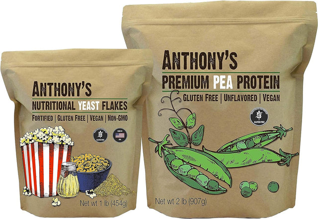 Anthony'S Premium Pea Protein 2Lb & Nutritional Yeast Flakes 1Lb