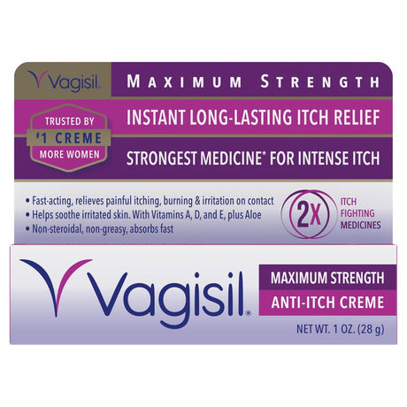 Vagisil Anti-Itch Creme Maximum Strength Instant Itch Relief 1 Oz