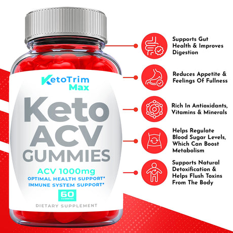 (1 Pack) Keto Trim Max Keto ACV Gummies - Supplement for Weight Loss - Energy & Focus Boosting Dietary Supplements for Weight Management & Metabolism - Fat Burn - 60 Gummies