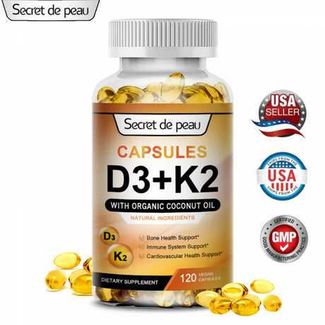 SDP Vitamin D3 + K2 5000 IU Capsules Daily Supplement,Support Immune System Bones Healthy Heart