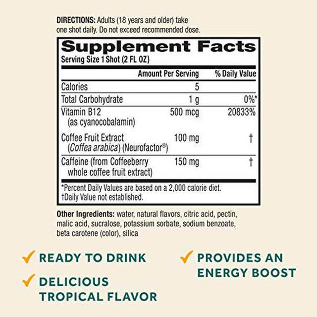 Neuriva Shots Brain + Energy Natural Tropical Flavor 1 Ea