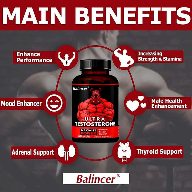 Balincer Men'S Testosterone Booster - Increase Energy, Endurance, Reduce Fatigue, Dietary Supplement Capsules