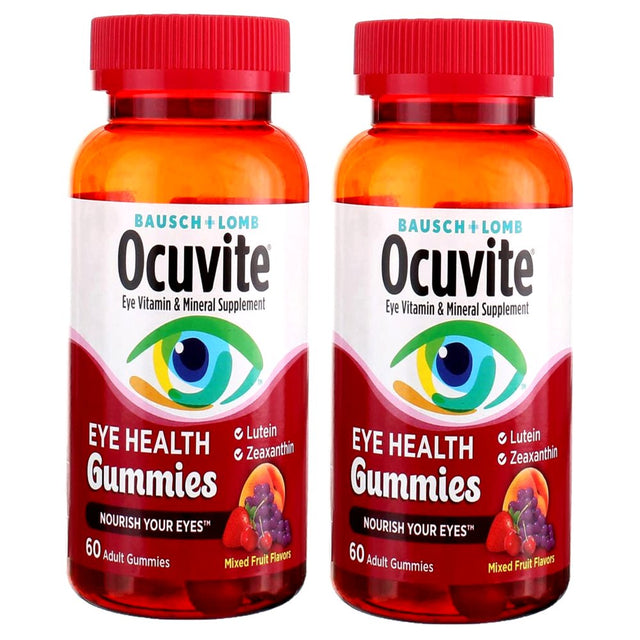 2 Pack - Bausch Lomb Ocuvite Eye Health Gummies Mixed Fruit Flavors 60 Each