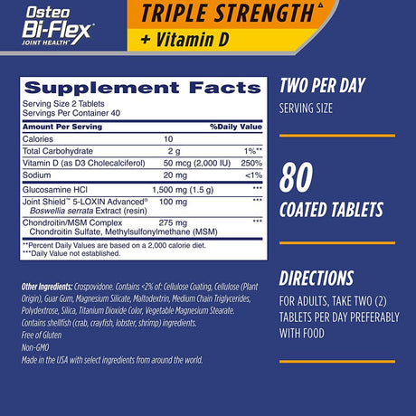 Osteo Bi-Flex Advanced Triple Strength with Vitamin D3, Caplets 80 Each