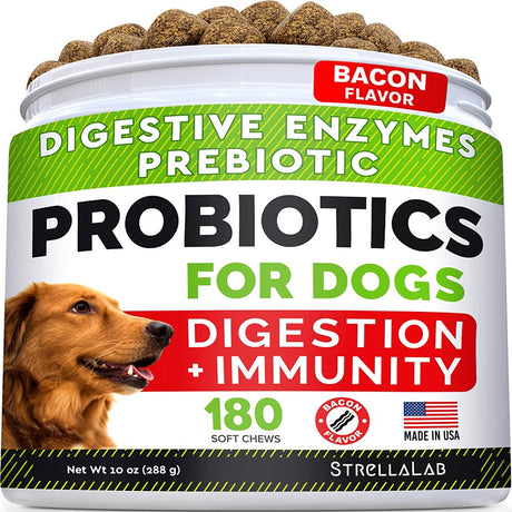 Strellalab Probiotics, for Dogs, Bacon, 180 Soft Chews, 15.2 Oz (432 G)