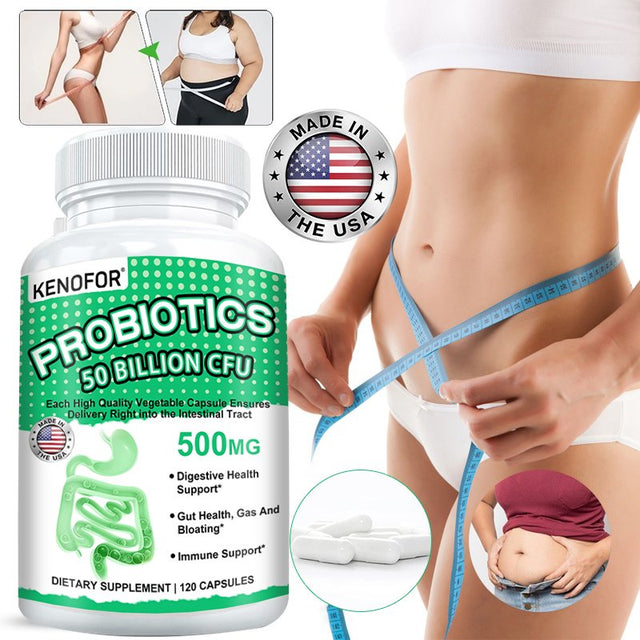 KENOFOR Probiotic 50 Billion for Women and Men, with Lactobacillus Acidophilus, for Digestive, Colon and Immune Support, Daily Gas Relief, Dairy-Free