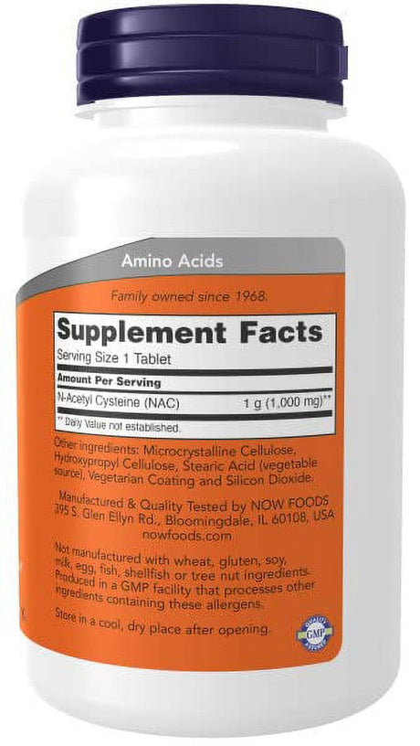 NOW Supplements, NAC (N-Acetyl-Cysteine) 1,000 Mg, Free Radical Protection*, 120 Tablets