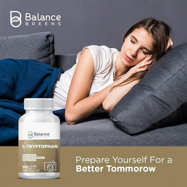 Balance Breens L-Tryptophan 90 Vegan Capsules - Natural Sleep Aid Supplements with 250 Mg of Free Form L Tryptophan - Non-Gmo Dietary Supplement for Restful Sleep & Relaxation