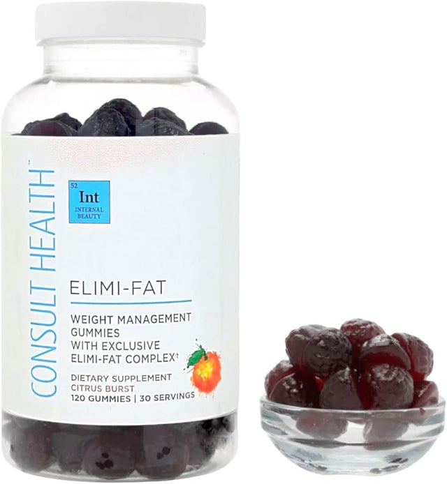 Consult Health Elimi-Fat Weight Management Gummies – Dietary Supplement – Citrus Burst – 120 Gummies (30 Servings) – Apple Cider Vinegar – Blood Orange Fruit Extract – Caffeine Free