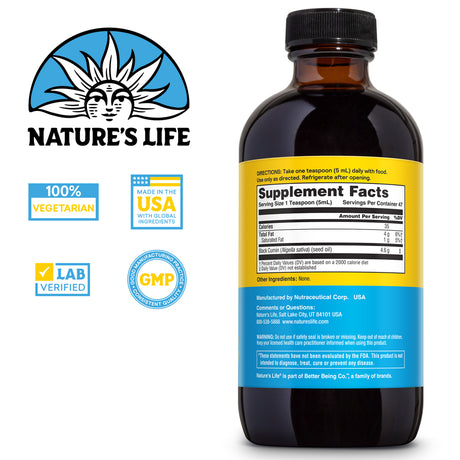 Nature'S Life Black Seed Oil, Pure | Immune, Digestion & Heart Function Support | Hair & Skin Health | 8Oz, 47 Serv.