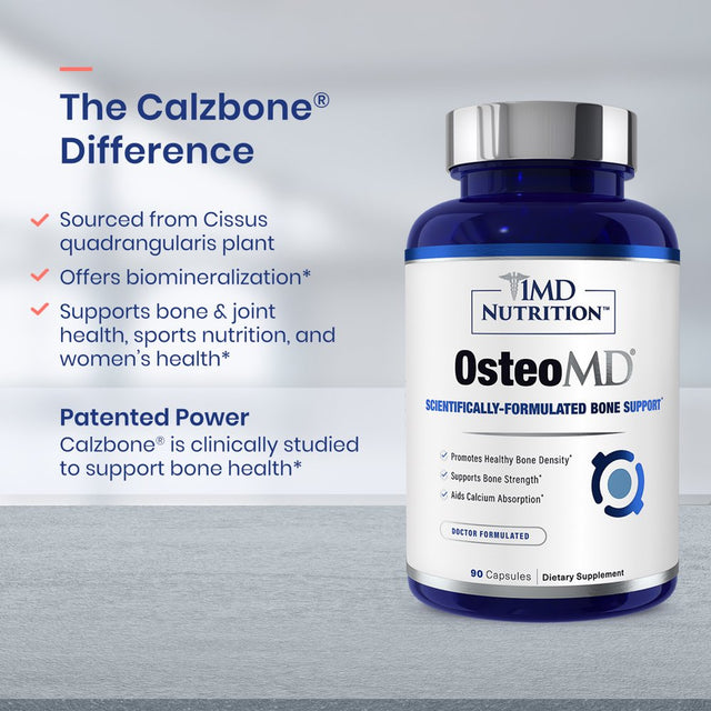 1MD Nutrition Osteomd for Comprehensive Bone Support | with Calcium Hydroxyapatite, Vitamin D3 & K2 | 90 Capsules