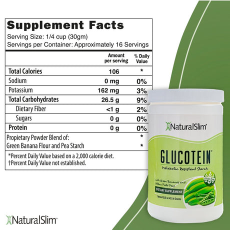 Naturalslim Glucotein® Resistant Starch - Organic Green Banana & Peas Powder, 1 Lb