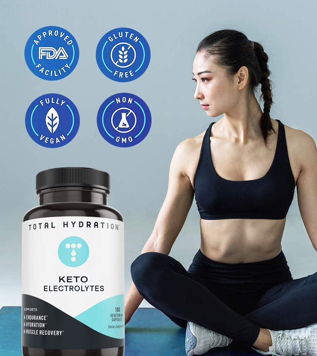 Keto Electrolyte (100Ct) Electrolyte Pills for Endurance, Hydration, Rejuvenation, Vegan-Friendly Electrolyte with Magnesium, Calcium, Sodium, Potassium, Chloride