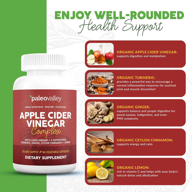 Paleovalley Apple Cider Vinegar Complex and Neuroeffect Bundle - Turmeric, Ginger, Cinnamon, Lemon, Neuro Mushroom, Coffee Fruit - Organic Nutritional Supplements for Focus, Memory, Energy Support