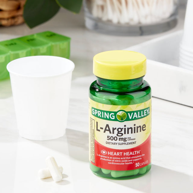 Spring Valley L-Arginine Amino Acid Supplements, 500 Mg, 50 Count