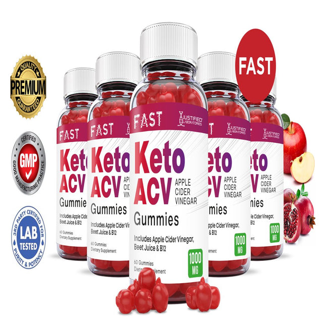 (5 Pack) Fast Keto ACV Gummies 1000MG Dietary Supplement 300 Gummyss