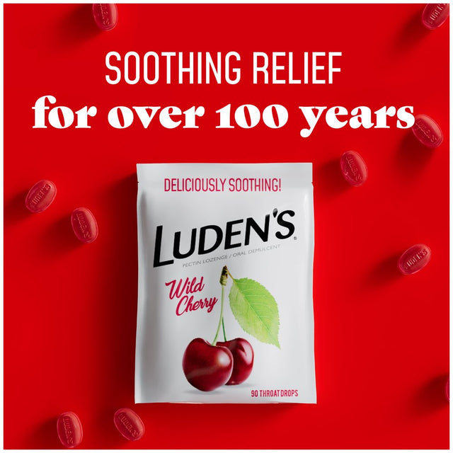 Luden'S Sore Throat Drops, for Minor Sore Throat Relief, Wild Cherry, 90 Count