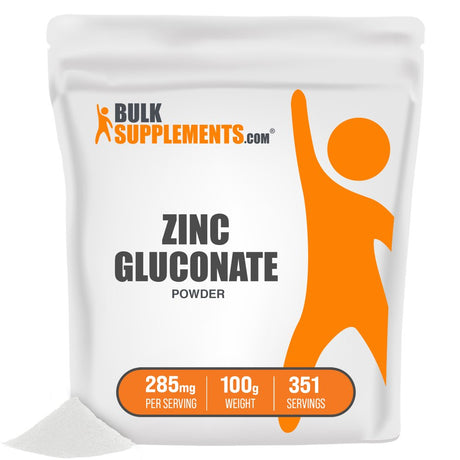 Bulksupplements.Com Zinc Gluconate Powder - Zinc Supplement - Raw Zinc - Elemental Zinc - Zinc Mineral Supplements - Zinc Pure (100 Grams - 3.5 Oz)