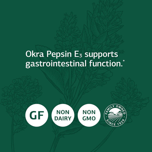 Standard Process Okra Pepsin E3 - Whole Food Digestion and Digestive Health, Cholesterol, Bowel and Bowel Cleanse with Pepsin, Alfalfa, Spanish Moss, Buckwheat and Okra - Gluten Free - 90 Capsules