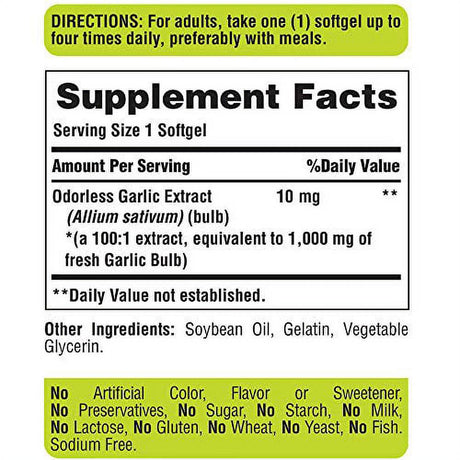 Puritan'S Pride Odorless Garlic 1000 Mg Rapid Release Softgels, 250Count