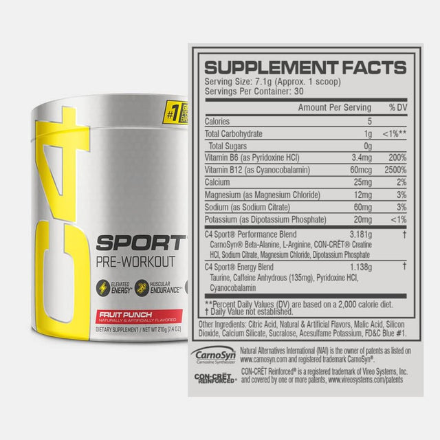 Cellucor C4 Ripped Super Sport Pre-Workout Powder, Fruit Punch, Energy, 30 Servings