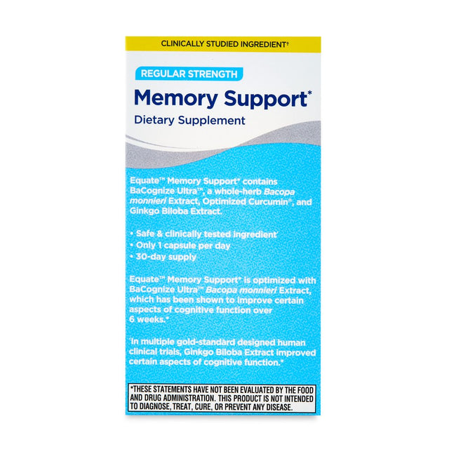 Equate Memory Support Dietary Supplement Capsules, 30 Count