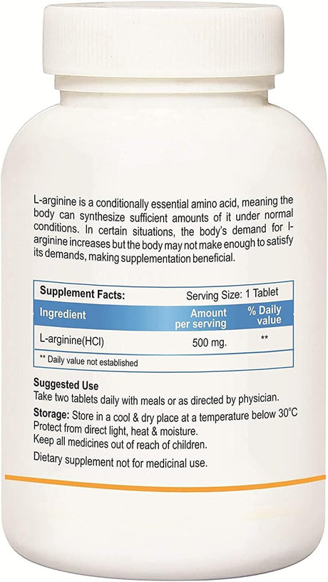 Biotrex Nutraceuticals L-Arginine - 500Mg, Supports Blood Flow and Vascular Function (60 Tablets) - Pack of 2