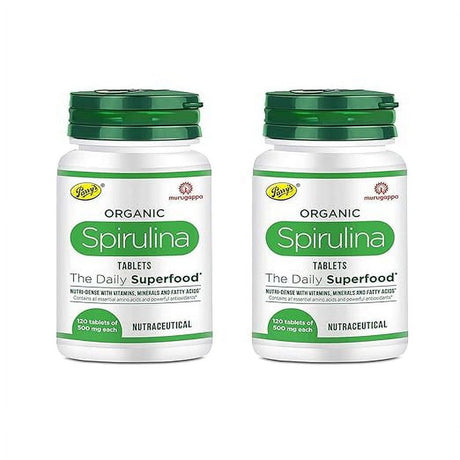 Parry'S Wellness Organic Spirulina Tablets | Immunity and Health Supplement | Metabolism Booster | 100% Vegan | 120 Tablets (500Mg Each) Pack of 2