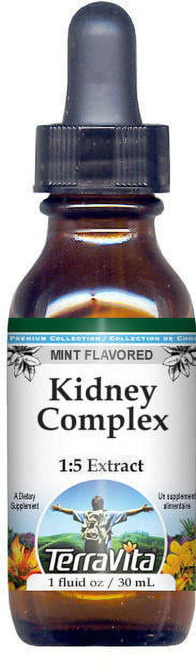 Terravita Kidney Complex Glycerite Liquid Extract (1:5) - Mint Flavored, (Mint, 1 Oz, 1-Pack, Zin: 523610)