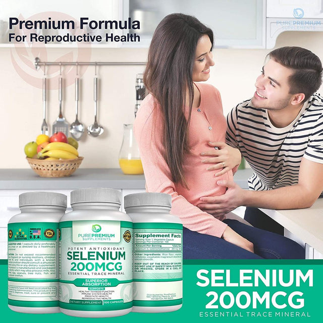 Selenium by Purepremium Supplements - Maximum Strength - Non-Gmo - 200Mcg, 100 Capsules