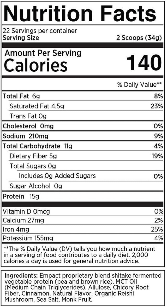 Empact Trimdown Shake - Vanilla Cinnamon - Vegan Protein Powder, Zero Sugar, Keto Friendly, Gluten Free, Non Dairy, Soy Free, Lactose Free, Non-Gmo 1.65 Pound