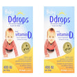 2 Pack Baby Ddrops Liquid Vitamin D3 400 IU Dietary Supplement 90 Drops 2.5Ml Ea