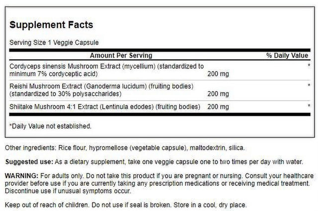 Swanson Cordyceps Extract Complex with Reishi and Shiitake Mushrooms for Immune Health Support 60 Veggie Capsules