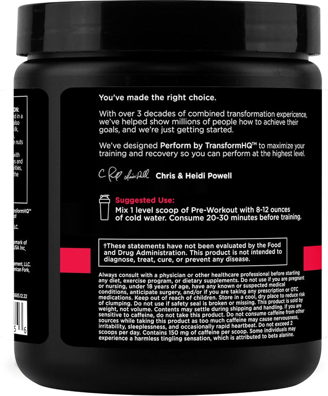 Transformhq Pre-Workout 28 Servings - Perform - Gluten Free, Non-Gmo (Blue Raspberry)