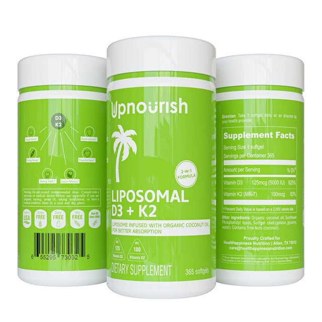 Liposomal Vitamin D3 5000 IU with K2 MK7 100 Mcg, Vit D and K Supplement 365 Softgels