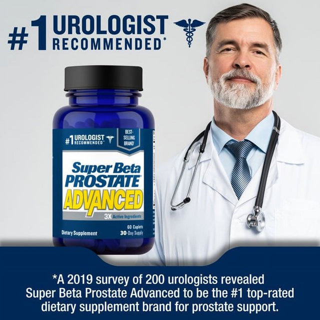 Super Beta Prostate Advanced - Urologist Recommended Prostate Supplement for Men with Beta-Sitosterol, Vitamin D3, Lycopene and Reishi Mushroom to Decrease Bathroom Trips, Capsules, 60 Ct