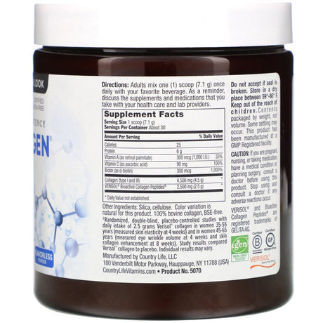 Country Life Maxi-Collagen C & a + Biotin - Flavorless 7.5 Oz Pwdr