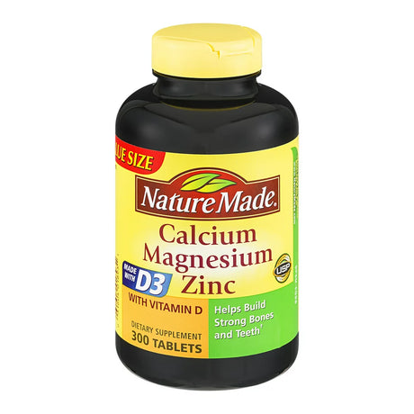 Nature Made Calcium, Magnesium Oxide, Zinc with Vitamin D3 Tablets, 300 Count for Bone Health† (Packaging May Vary)