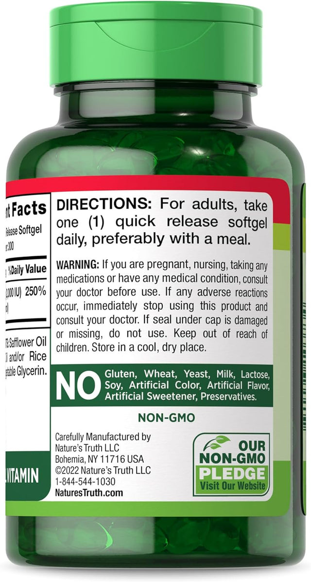 Nature'S Truth Vitamin D3 2000 IU | 300 Softgels | High Potency| Non-Gmo, Gluten Free