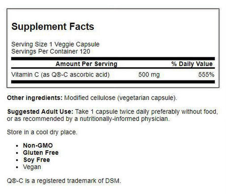 Doctor'S Best Vitamin C with Q-C, 500 Mg, 120 Veggie Caps