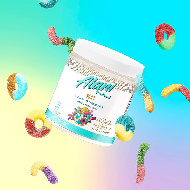 Alani Nu BCAA SOUR GUMMIES | Branch Chain Essential Amino Acids | 2:1:1 Formula | Supplement Powder | Muscle Recovery Vitamins for Post-Workout | 30 Servings